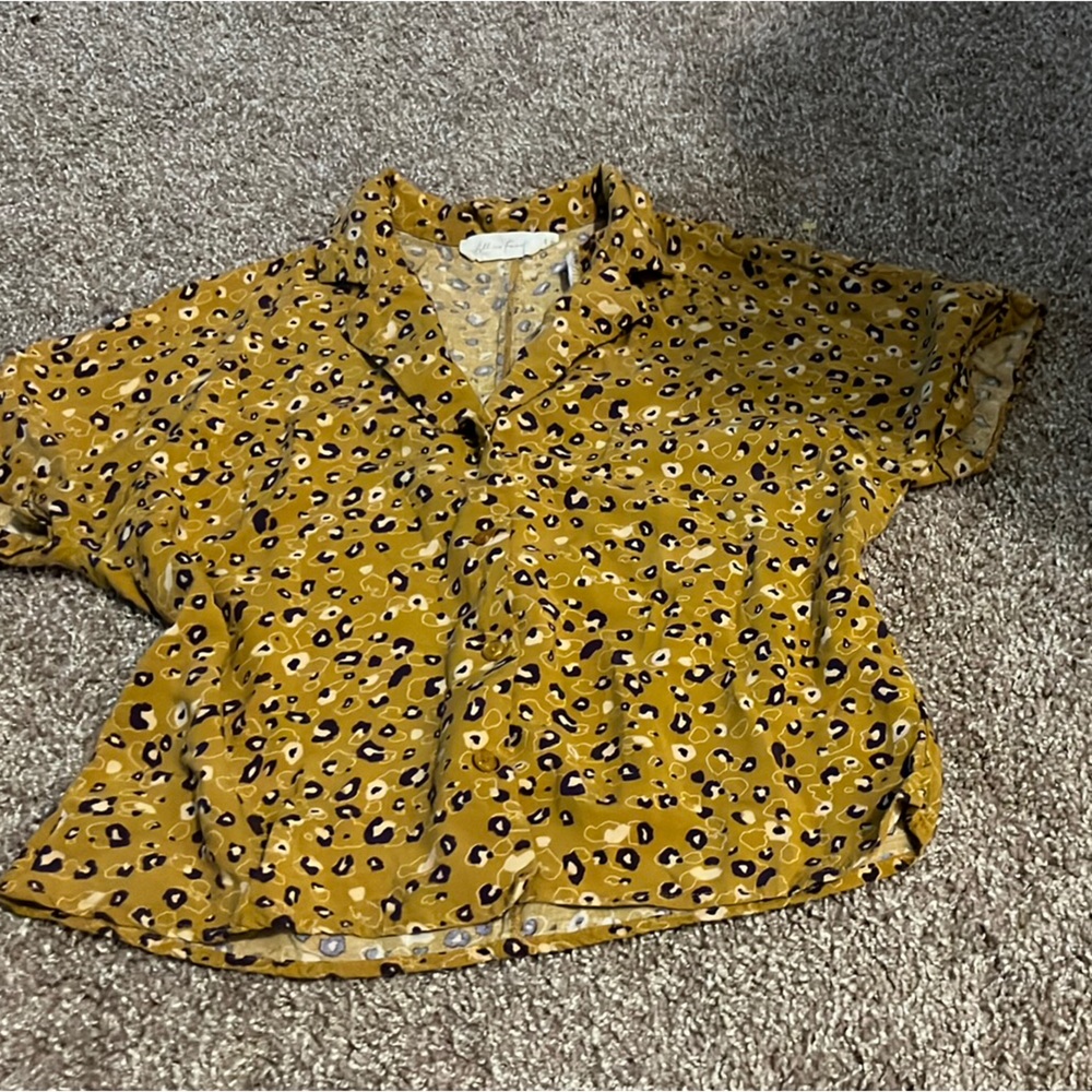 All in Favor Yellow Short Sleeve Button Down Shirt